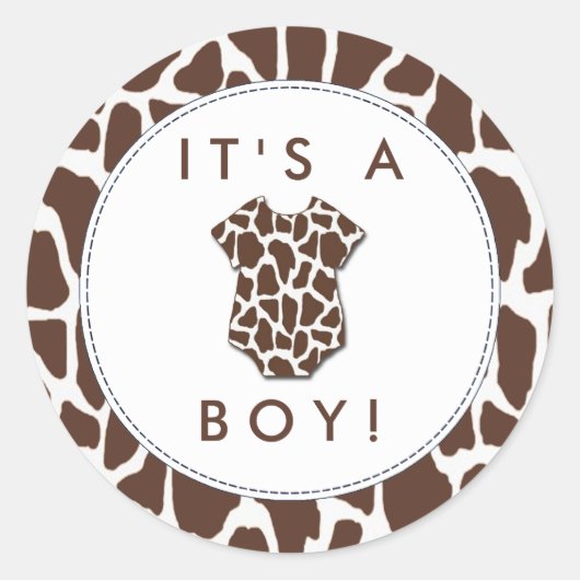 Sticker Rond Baby shower Safari Wild One (Devant)