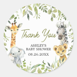 Sticker Rond Baby shower Safari Wild One Jungle