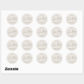 Sticker Rond Baby shower script moderne noir blanc élégant (Feuille)