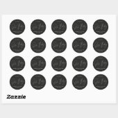 Sticker Rond Baby shower script moderne noir et blanc élégant (Feuille)