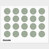 Sticker Rond Baby shower script moderne sauge vert élégant (Feuille)