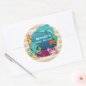 Sticker Rond Baby shower Sea Life, Bright Rainbow Stripes (Enveloppe)