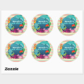 Sticker Rond Baby shower Sea Life, Bright Rainbow Stripes (Feuille)