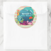 Sticker Rond Baby shower Sea Life, Bright Rainbow Stripes (Sac)