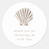 Sticker Rond Baby shower Shell de Merci Boho Beach (Devant)