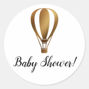 Sticker Rond Baby shower simple avec ballon à air chaud Smooth 