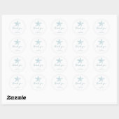 Sticker Rond Baby shower simple bleu Starfish Merci en faveur (Feuille)