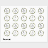 Sticker Rond Baby shower simple de couronne d'eucalyptus (Feuille)