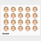 Sticker Rond Baby shower singe rose (Feuille)