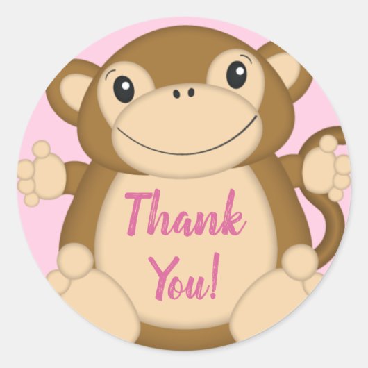 Sticker Rond Baby shower singe rose (Devant)