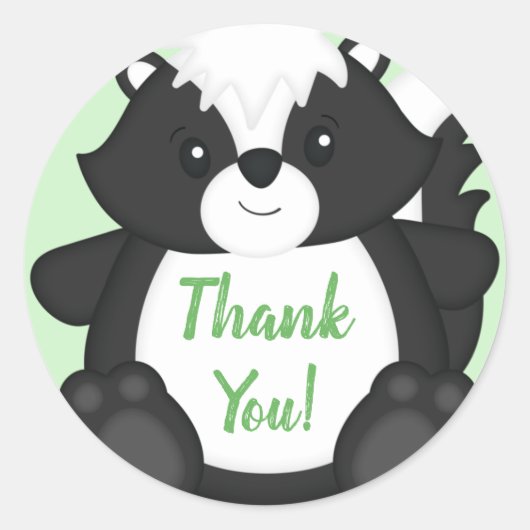 Sticker Rond Baby shower Skunk Green (Devant)