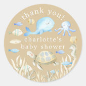Sticker Rond Baby shower sous-marin Whimsy (Devant)