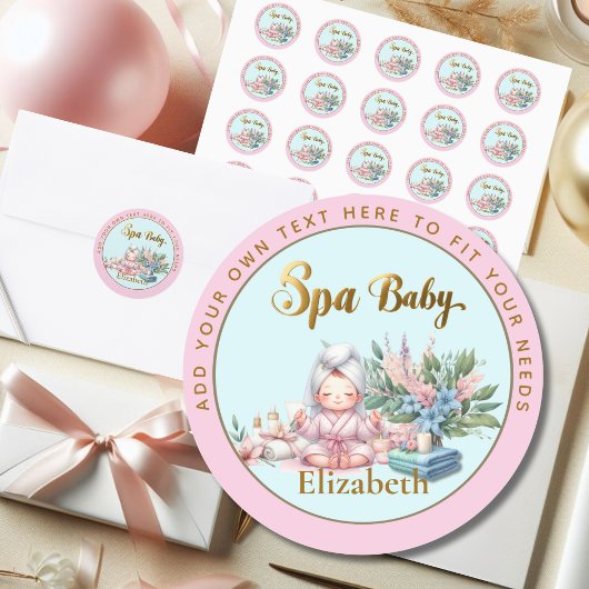 Sticker Rond Baby shower spa Merci Favoriser Sac de bonificatio