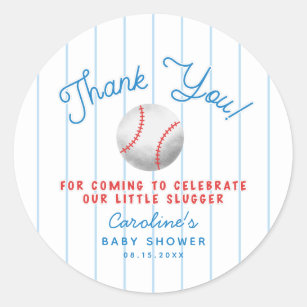 Sticker Rond Baby shower sportif de baseball favori du Merci