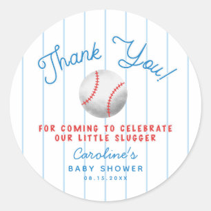 Sticker Rond Baby shower sportif de baseball Merci Favoriser