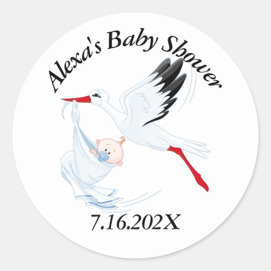 Sticker Rond Baby shower Stores en blanc (Devant)