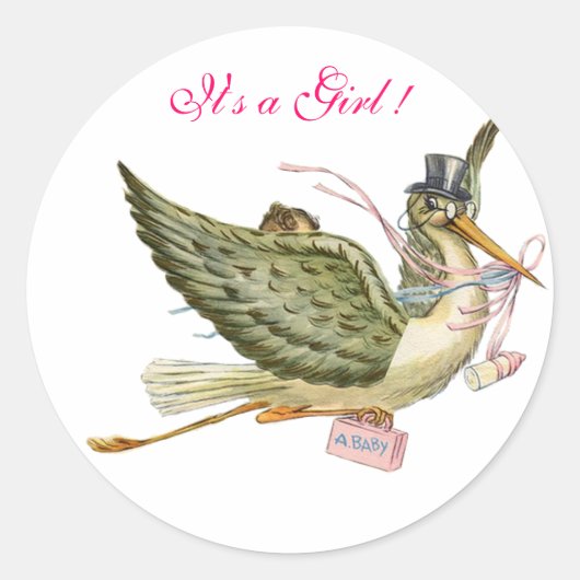 STICKER ROND BABY SHOWER STORK (Devant)