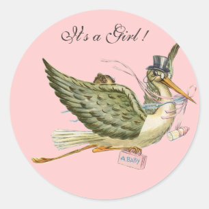 STICKER ROND BABY SHOWER STORK