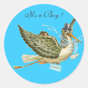 STICKER ROND BABY SHOWER STORK