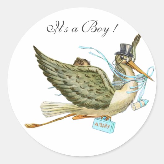 STICKER ROND BABY SHOWER STORK (Devant)