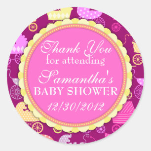 Sticker Rond Baby shower Stroller Chic (Fille)