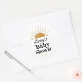 Sticker Rond Baby shower Sunshine rétro (Enveloppe)