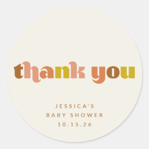 Sticker Rond Baby shower super en terre cuite Retro personnalis