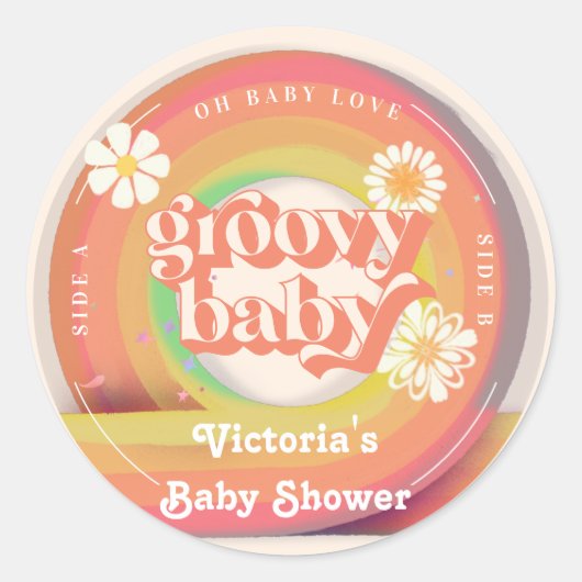 Sticker Rond Baby shower super Retro Vinyl (Devant)
