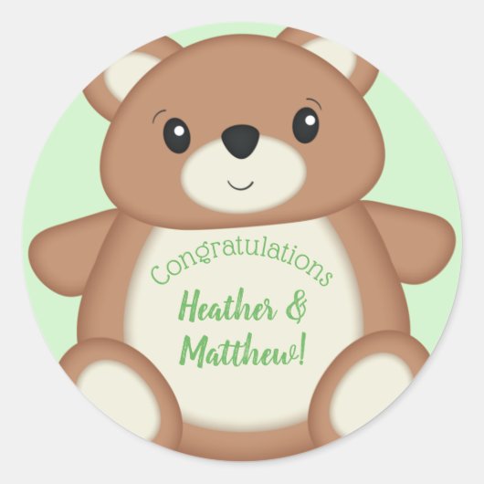 Sticker Rond Baby shower Teddy Bear (Devant)