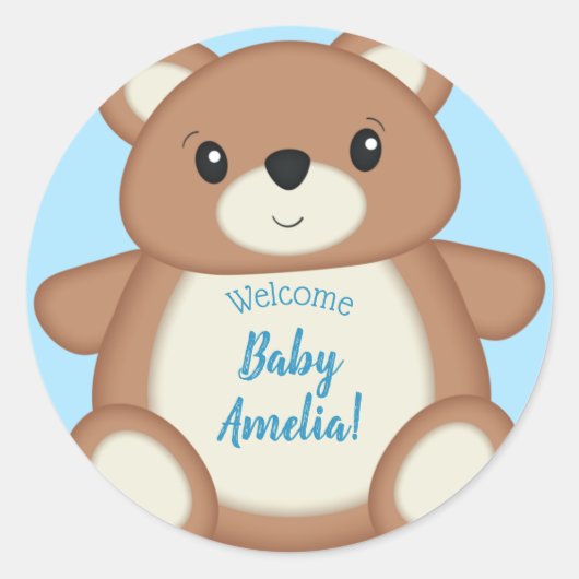 Sticker Rond Baby shower Teddy Bear (Devant)