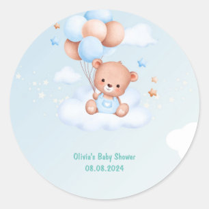 Sticker Rond Baby shower Teddy Bear