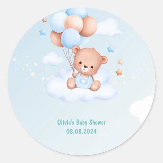 Sticker Rond Baby shower Teddy Bear (Devant)