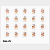 Sticker Rond Baby shower Teddy Bear Citrouille Automne (Feuille)