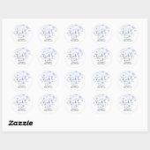 Sticker Rond Baby Shower Thank You Blue Floral Cute Script (Feuille)