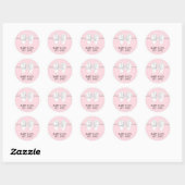 Sticker Rond Baby Shower Thème Élégant Rose Poudré Tiffany (Feuille)