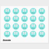 Sticker Rond Baby Shower Thème Élégant Turquoise Aqua Tiffany (Feuille)