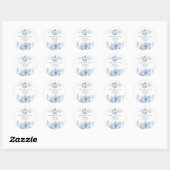 Sticker Rond Baby shower thème floral citrouille bleu poussiére (Feuille)