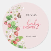 Sticker Rond Baby Shower Thème Fraise (Devant)