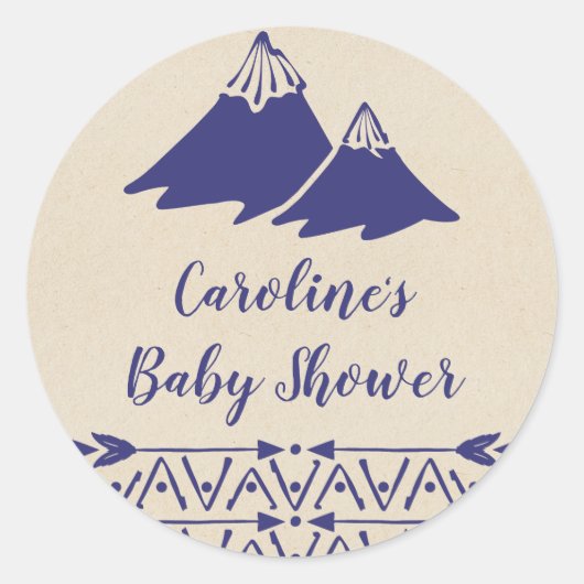 Sticker Rond Baby shower tribal de Boho (Devant)