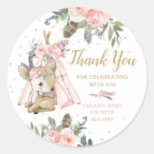 Sticker Rond Baby shower tribal de Boodland Deer Boho Anniversa (Devant)