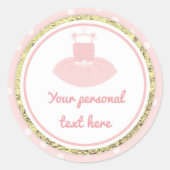 Sticker rond Baby shower Tutu rose et or (Devant)