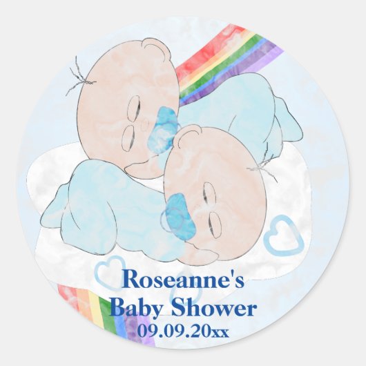 Sticker Rond Baby shower Twin Boys (Devant)