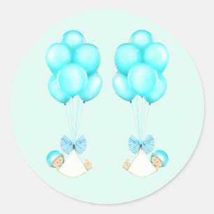 Sticker Rond Baby shower Twin Boys