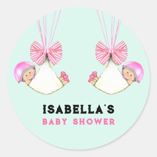 Sticker Rond Baby shower Twin Girls (Devant)