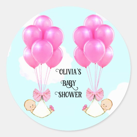 Sticker Rond Baby shower Twin Girls (Devant)