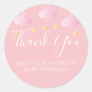 Sticker Rond Baby shower Twinkle Merci  rose