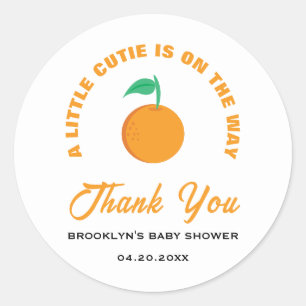Sticker Rond Baby shower Un Peu Cutie Citrus Sexe Neutre