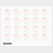 Sticker Rond Baby shower Unicorn rose mignon (Feuille)