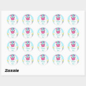 Sticker Rond Baby shower Unicorn Turquoise (Feuille)