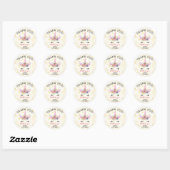 Sticker Rond Baby shower Unicorne or rose en faveur (Feuille)